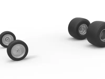 Wheel Set of Vintage Funny Car Scale 1 to 25 3D print model