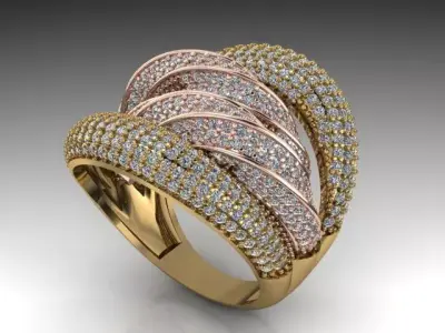 Fancy Ring Gold Silver 3D printing model 3D print model