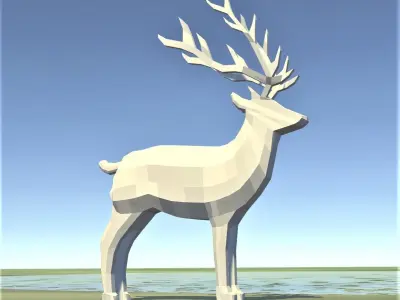 Deer Low-poly 3d Model golden Low-poly 3D model