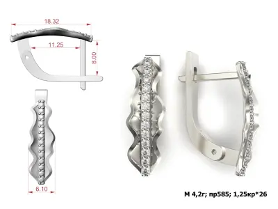 G0116 gold diamond hoop earrings 3D print model