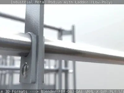 Industrial Metal Podium With Ladder Low-Poly Low-poly 3D model