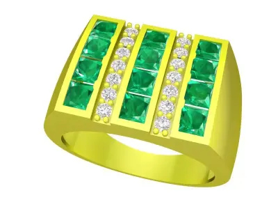 A5157 Luxury Asian Diamond Businessman Ring 3D Model 3D print model