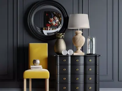 Dresser with decor set 3D model purchase