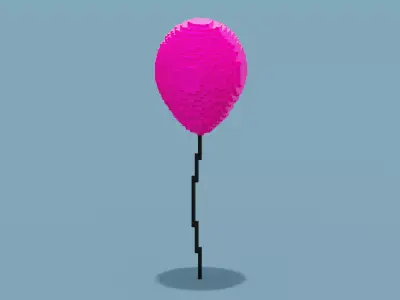 Voxel Pink Balloon Low-poly 3D model