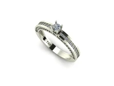 Radiant Solitaire Ring with Multiple Diamonds 3D print model