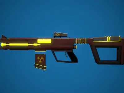 Sci-fi Rifle  Free low-poly 3D model