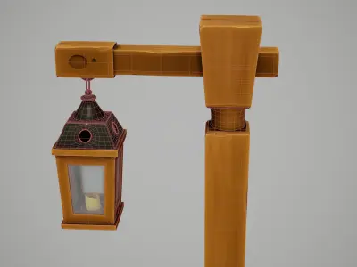 Stylized Light Pole Low-poly 3D model