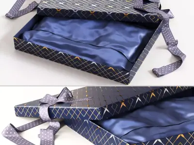 Open gift box with ribbon 3D model