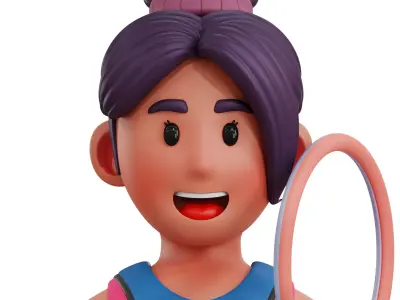 Gymnastics Player Avatar 3D Icon Low-poly 3D model