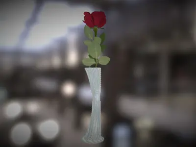 Vase with rose Low-poly 3D model