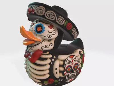 Day of the Dead Sugar Skull Duck Figurine Dia de los Muertos 3D print model