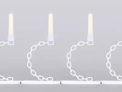 Alphabet C White Chain Candleholder 3D Model True 4K PBR Render Low-poly 3D model