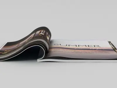 Magazine 2 book with beach Low-poly 3D model