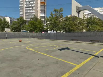Basketball Court Outdoor Low-poly 3D model