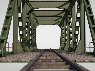 Iron Railway Bridge Low-poly 3D model