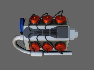 Car Motor - Engine V6 Low-poly 3D model