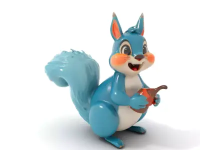 Cheerful Blue Squirrel model pack Low-poly 3D model