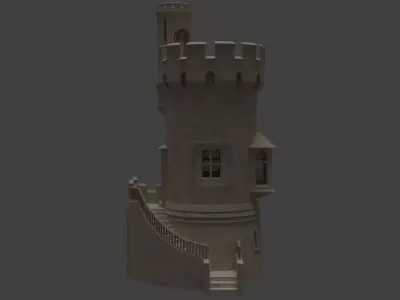 Castle with stairs Low-poly 3D model