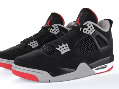 Jordan 4 Retro Bred PBR 3D model