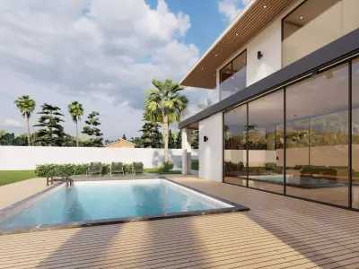 Modern Villa with Pool Landscape Terrace 3D model