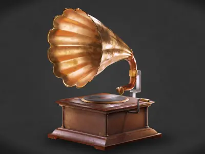 Gramphone Low Poly Game Ready gramophone Low-poly 3D model