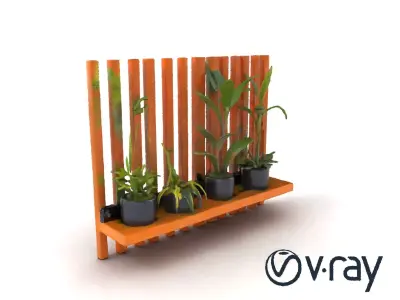 Minimalist Vertical Slat Rails Plant Holder model pack Low-poly 3D model