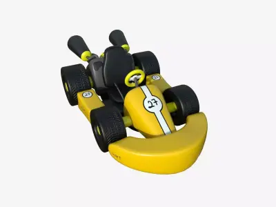Cartoon Kart C03 Yellow - Vehicle Racing Design Low-poly 3D model