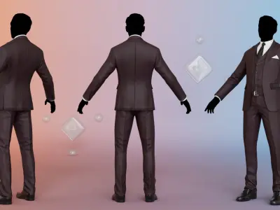 Men Pans with Shirt Blazer and Shoes Vest Burgundy Low-poly 3D model