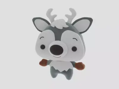 Plush Cartoon Moose Low-poly 3D model