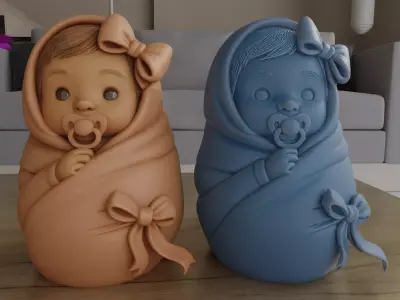 Sweet Swaddled Baby Girl STL bring  cutness and purity 3D print model