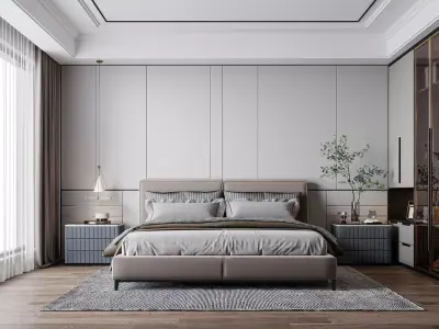 Modern Minimal Master Bedroom 3D model