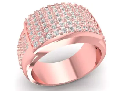 Luxury Wide Pave Rectangle Top Ring for Men Women  2843 3D print model