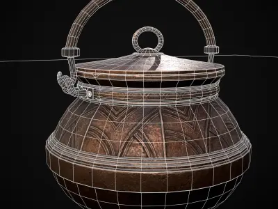Bronze Cooking Pot Low-poly 3D model