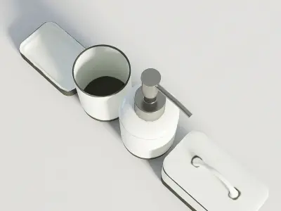 Bathroom Set White and Cement 3D model