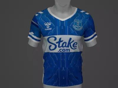 Everton Football Jersey T-Shirt - Soccer Kit Low-poly 3D model