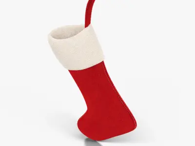Christmas Stocking Red Low-poly 3D model