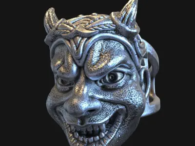 skull ring jewelry Demon  vol2  3D print model