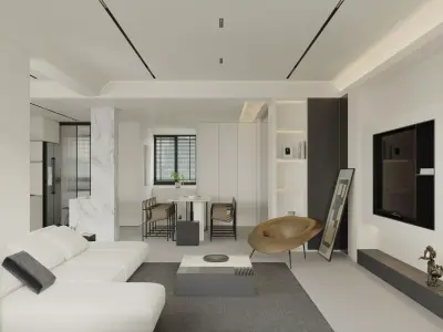 Modern living room dining room bedroom interior scenes 519 3D model