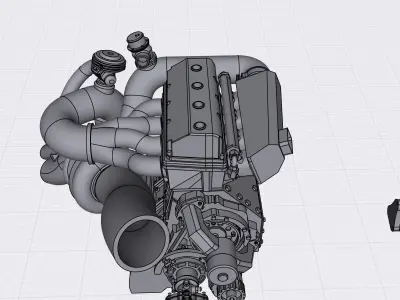 HEMI 4 cylinder Turbo Drag Engine Half Hemi Straight 4 3D print model