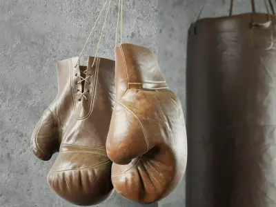 Old leather boxing equipment  3D model