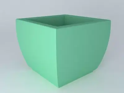 Green Square pot Free 3D model