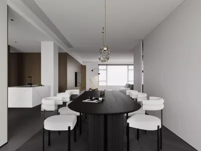 Modern living room dining room interior scenes 177 3D model