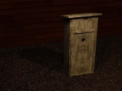 Wooden restroom with withered plank Free low-poly 3D model