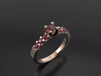 Ring with gems 3D print model