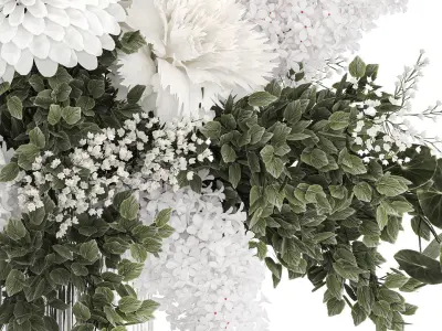 Small white bouquet of flowers lilac hydrangea dahlia 349 3D model