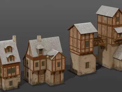 House Pack 3D Model Low-poly 3D model