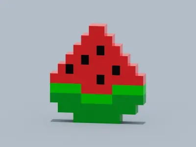 Voxel Watermelon Low-poly 3D model
