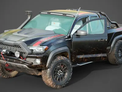 Generic Pickup Truck Lowpoly  with PBR Textures Low-poly 3D model