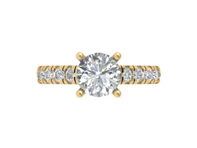 Solitaire Engagement Ring 3D print model 6