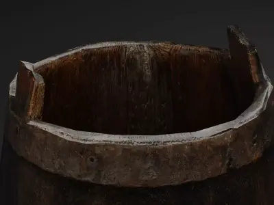 Wooden Bucket Low-poly 3D model